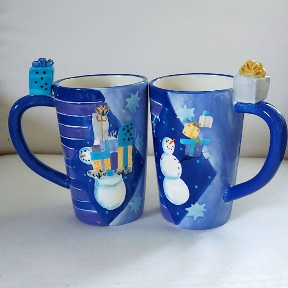 SAKURA Latte Mugs (2) Hand Painted Earthenware Zulauf Designs "Twinkle" …